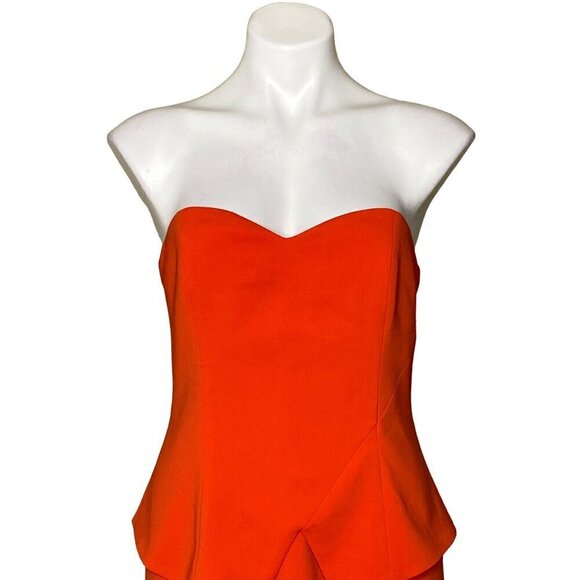 Jay Godfrey NWT $325 Flame Orange Cocktail Dress, Strapless Women's Size 10 - Picture 4 of 11